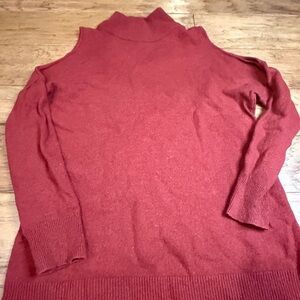 Women's halogen Red Turtleneck cold shoulder Sweater